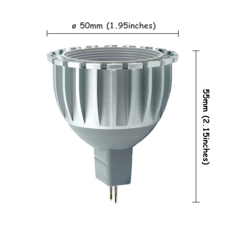 6W 12V G5.3 LED Light Bulb MR16 Bi-Pin Base Spotlight Lamp 500lm 38 Degree Beam Angle for Landscape Recessed Track Lighting-Pack of 5