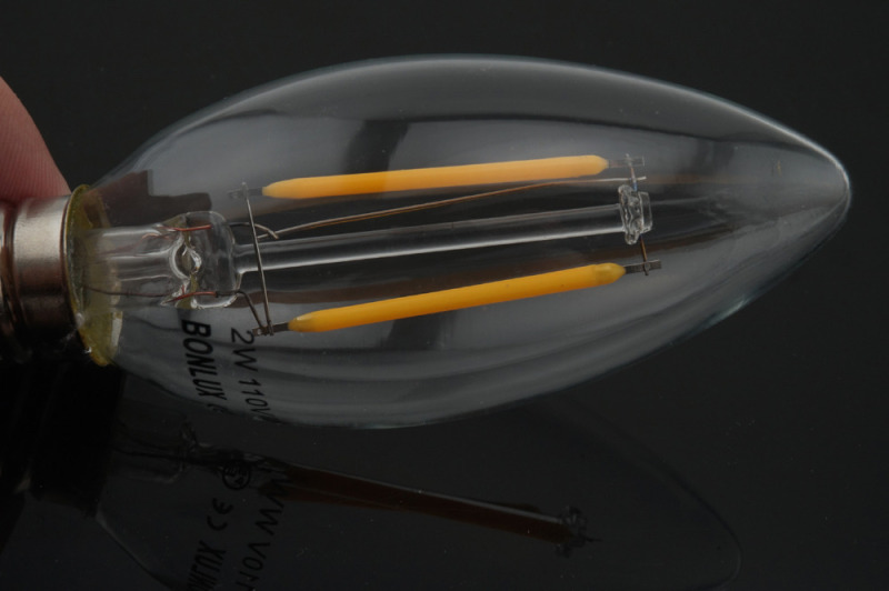 2W 4W 110V E17 LED Intermediate Base Light Filament Candle Bulb Chandelier Decorative Torpedo Shape Lamp-Pack of 5