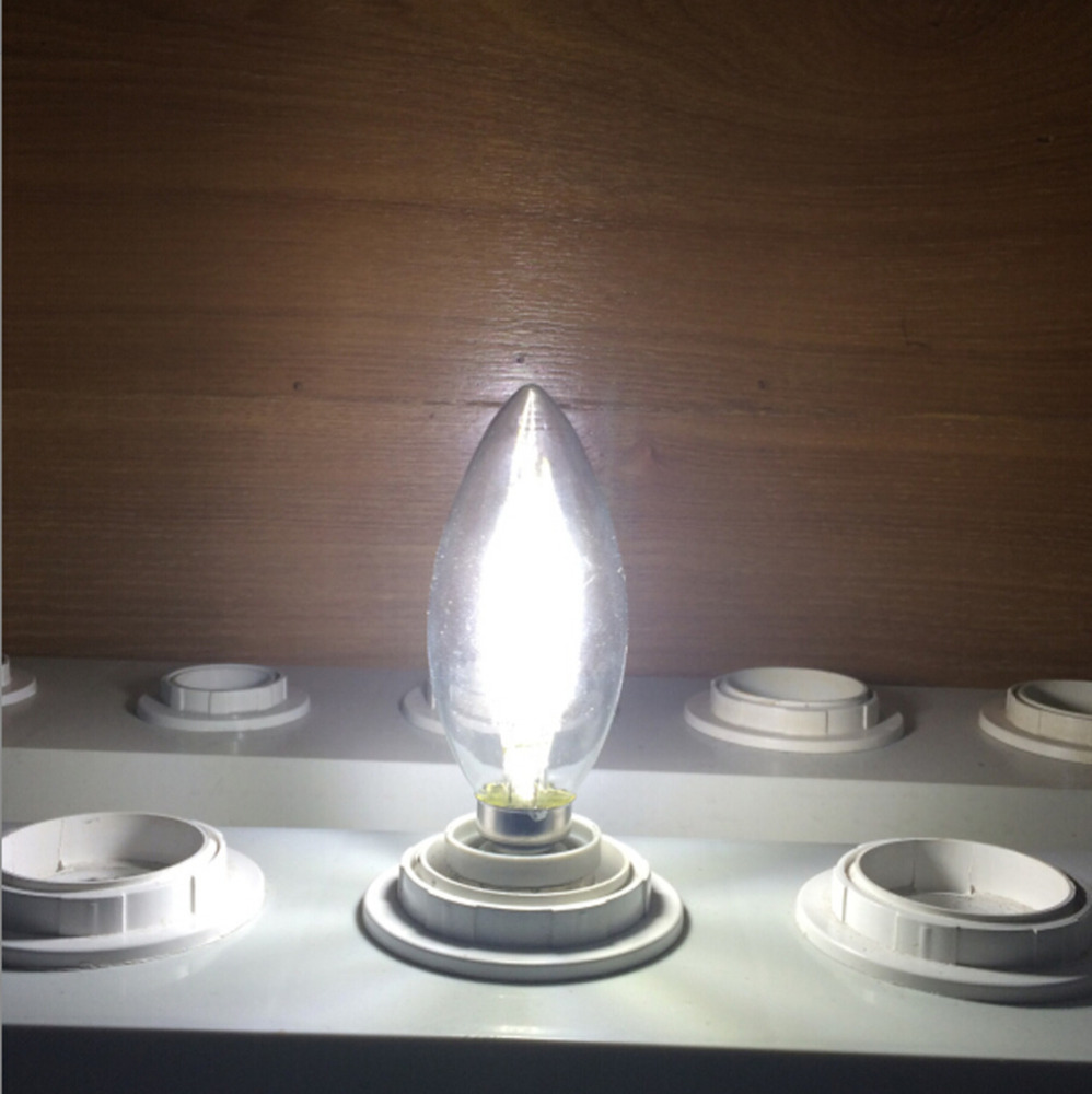 LED B22 Filament Bulb Light 2W 4W Bayonet Base Candle Bulb 220V C35 LED Torpedo Shaped   Lamp for Crystal Chandelier Lighting-Pack of 4