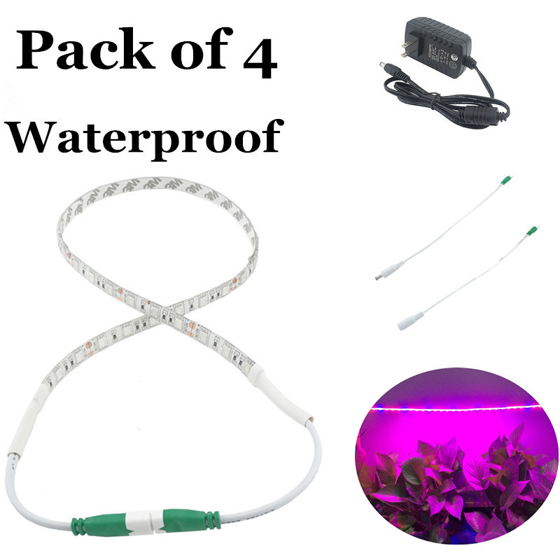 0.6m Waterproof LED Grow Flexible Strip Light Kit with 2A Adapter for Garden Greenhouse Flowering Plant Hydroponics System