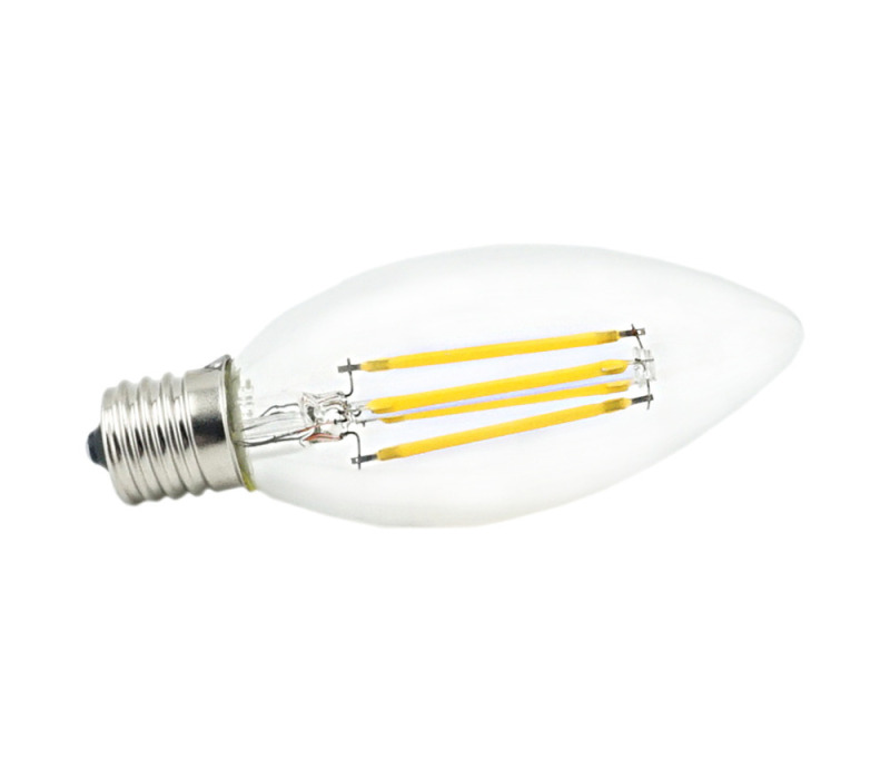 2W 4W 110V E17 LED Intermediate Base Light Filament Candle Bulb Chandelier Decorative Torpedo Shape Lamp-Pack of 5