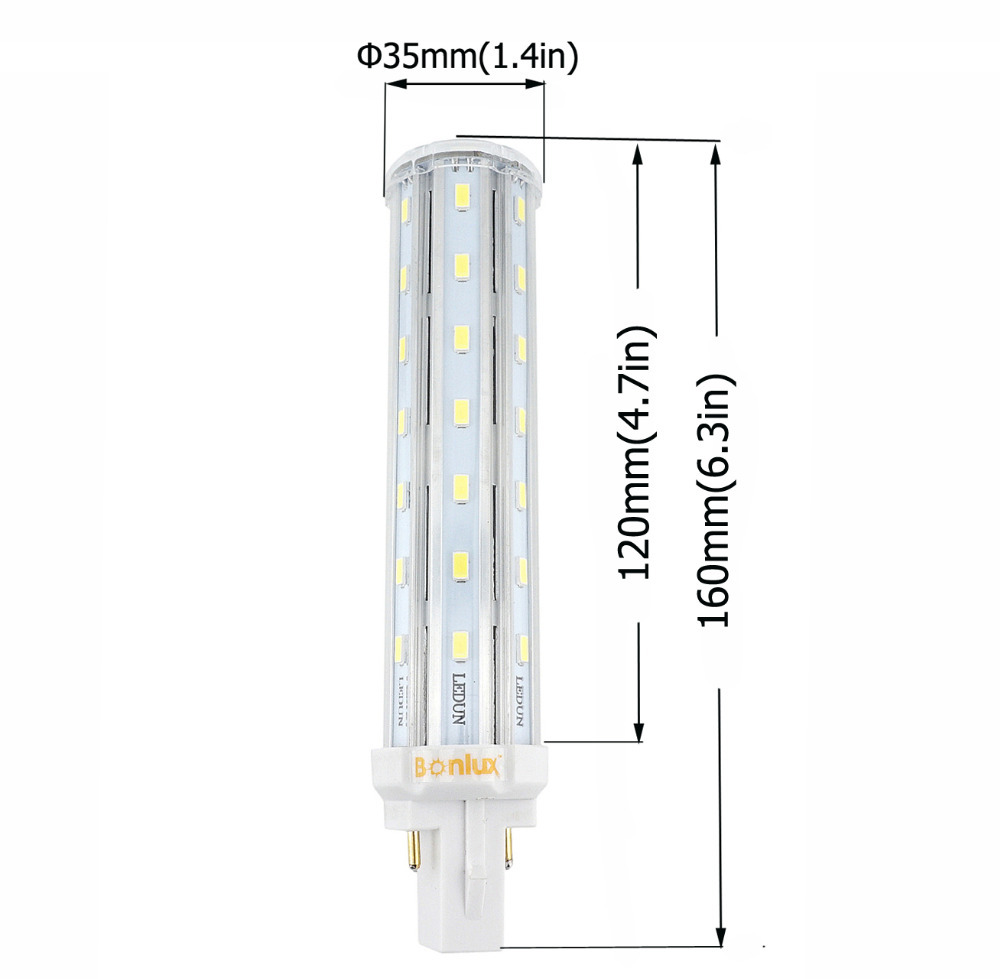 13W LED G24 2-Pin Base Corn Light Bulb 110V 220V 13W G24 PLC Lamp Horizontal Plug Light with 30W CFL Replacement
