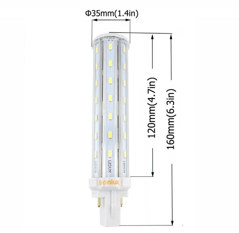 13W LED G24 2-Pin Base Corn Light Bulb 110V 220V 13W G24 PLC Lamp Horizontal Plug Light with 30W CFL Replacement