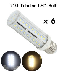 T10 Tubular LED Bulbs with Medium E26 Bulb Base 60W Incandescent LED Replacement Bulb for Piano Light/Showcase/Cabinets Lighting-Pack of 6