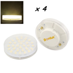 LED 7W Gx53 Under Cabinet Light Bulb 5050smd LED Chips 85-265V AC Gx53 LED Puck Cabinet Showcase Light-Pack of 4