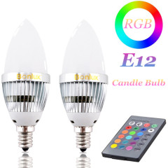 3W E12 RGB LED Bulb, 16 Colors 4 Modes Choice, Control Color Changing Candle Light Bulb for Home Decoration/Bar/Party/KTV Mood Ambiance Lighting