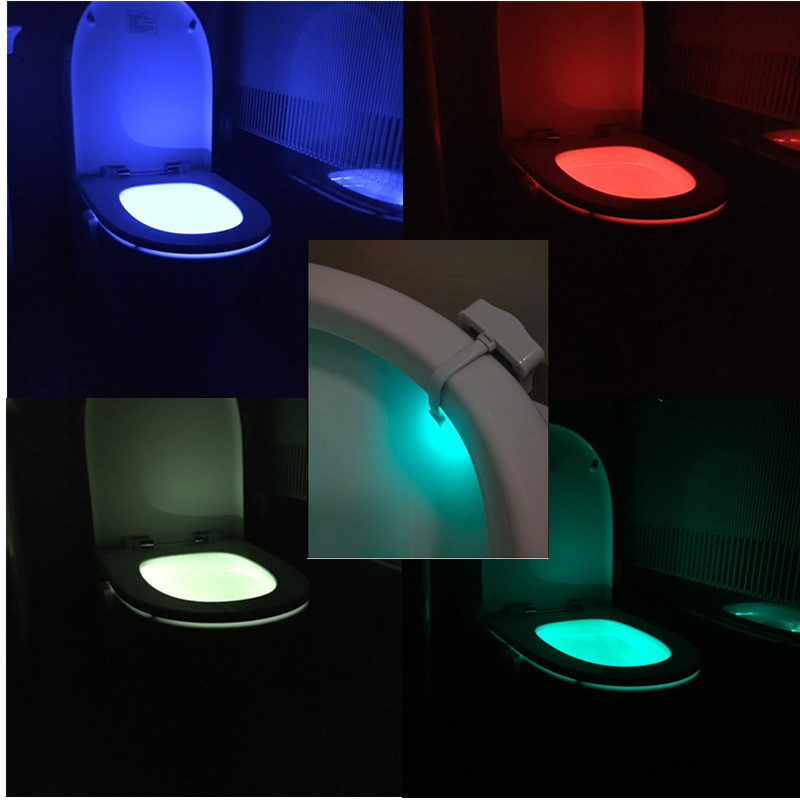 Motion Activated LED Colorful Motion Sensor Toilet Bowl Light - 16 Colors, Battery-operated Night Light for Home Hotel Toilet Bathroom