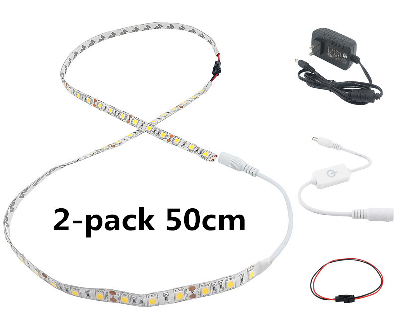 4 x 30CM Plug In LED Under Kitchen Cupboard Cabinet Strip Lights Kit 17W DC 12V Dimmable LED Flexible Strip Lighting for Showcase Wardrobe Lighting