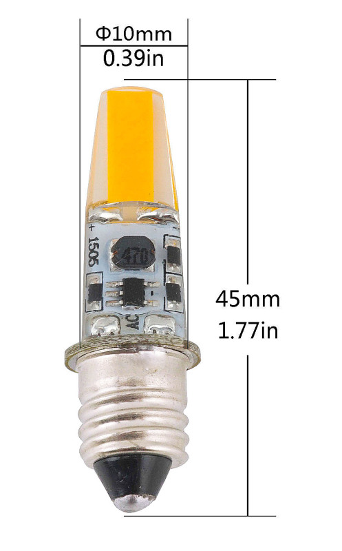 12V 2W Candelabra E11 Base LED Light COB Chips Edison Screw Base E11 LED Bulb 200lm Omni-directional Mini Silicone LED E11 Lights-Pack of 5
