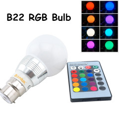 B22 RGB LED Bulb 3W A60 Bayonet Spotlight Bulb RGB LED Ball Light with RGB remote controller for Home Decoration/Bar/Party/KTV Mood Ambiance Lighting