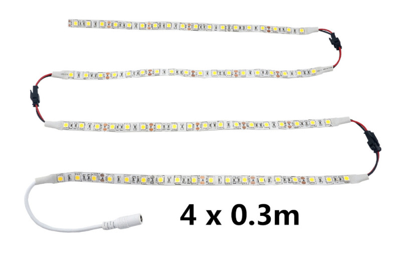 4 x 300MM Flexible Car Interior Strip Light Kit 12V LED Car Boats Caravans Interior Lighting Camping LED Tape Light Vans Lorries Lighting