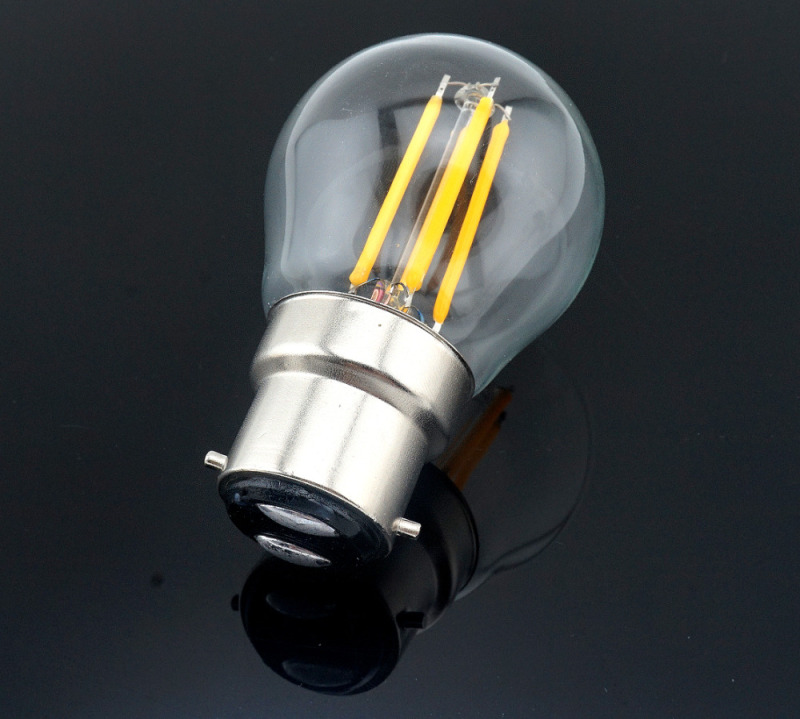 B22 G45 LED Filament Bayonet Light Bulb 4W 220V LED G45 B22 Glass Edison Retro Bulb for Ceiling Fan Chandelier Crystal Lighting-Pack of 4