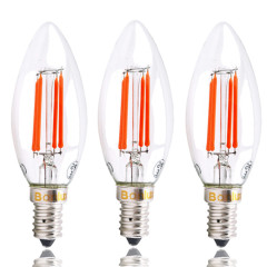 SES LED Red Filament Candle Bulb 4W Edison Screw E14 LED Decorative Red Fire glow Antique Candle Light Bulbs 40W Replacement -Pack of 3