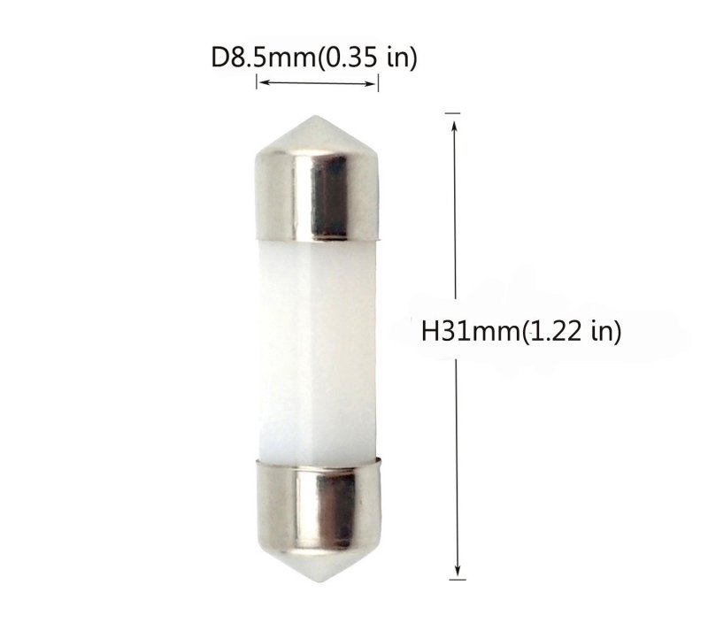 5-pack 31/42mm LED Festoon Bulb - 12 Volt - 1 Watt – Warm/Cold White T3 Festoon Led Replacement Navigation Bulb for Masthead / Stern Light / Navigatio