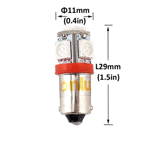 5pcs/lot LED BA9s Single Contact Miniature Bayonet Lamp 12V LED Car Lights Bulb for Clearance Light, License Plate Light (RGB, Yellow, Pink, Ice Blue)