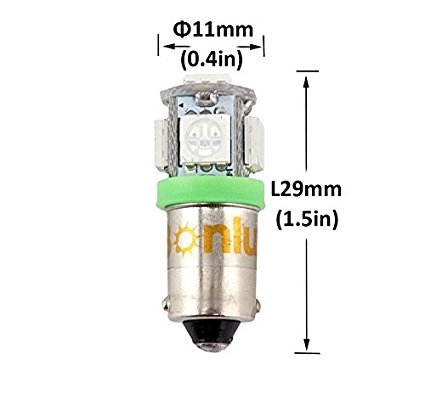 5pcs/lot LED BA9s Single Contact Miniature Bayonet Lamp 12V LED Car Lights Bulb for Clearance Light, License Plate Light (RGB, Yellow, Pink, Ice Blue)