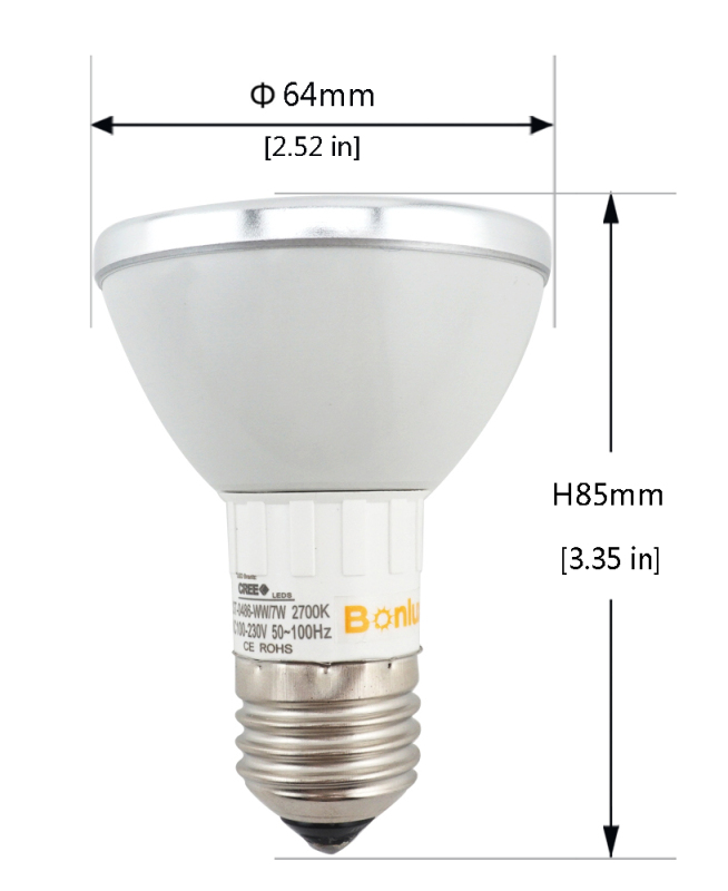 R63 Lamp Shape LED Light Bulbs 7W PAR20 Spotlight Medium Screw Base E26/E27 Reflector Light Cree COB Spot Light