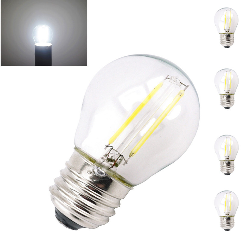 G45 E27 Screw Base LED Light Bulb 2W 4W Filament Bulb 360 Degree Beam Angle Energy Saving Glass Globe LED Lamp-Pack of 4