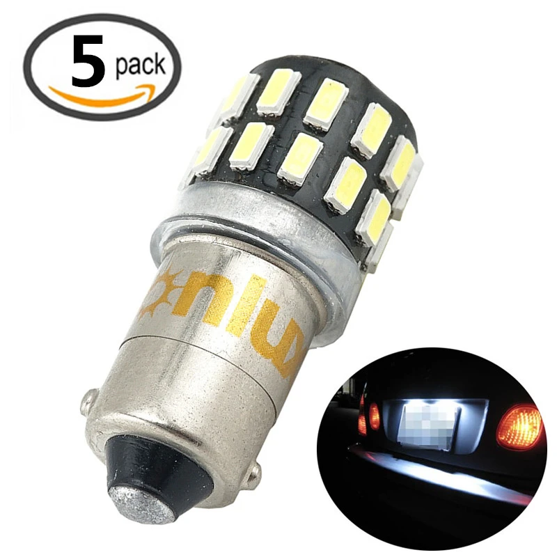 BA9s Miniature Bayonet LED Bulb 1445 1895 6253 64111 64113 T4W 12-24V 3W LED Car Light Bulb for License Plate Clearance Signal Courtesy Reading Light