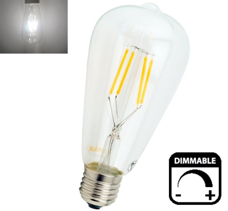 Dimmable ST64 LED Bulb 4W 8W E26/E27 Filament Light Bulb 110V/220V Vintage Edison Lamp Retro Transparent Glass Appearance