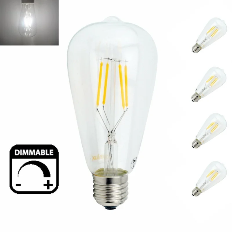 Dimmable LED ST64 4W 8W Vintage Edison Bulb Lamp E26 E27 LED Filament Light Bulb with Retro Incandescent Appearance Pack-4