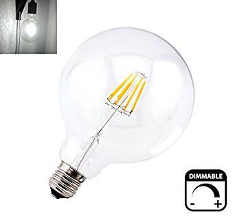 Bonlux Dimmable LED G125 Filament Light Bulb G40 Vintage Edison Glass Bulb 4W/8W E26/E27 Base Clear Glass Light Big Global Indoor Lamp