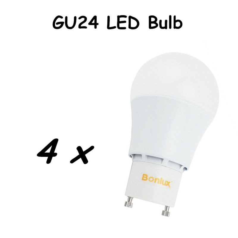 GU24 LED Bulb 5W 9W A19 A60 AC85-265V Light Lamp with Extruded Aluminum Heatsink Replace 60W Halogen Bulb-Pack of 4