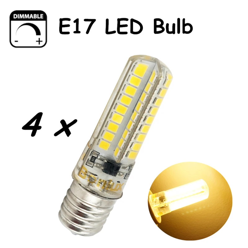 E17 LED Dimmable Bulb 5 Watts AC100-130v LED E17 Light 450lm Silicone Coated Lamp With 40W Halogen Bulb Replacement-Pack of 4