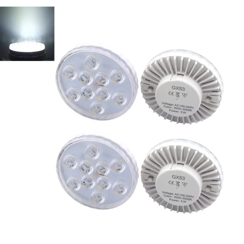 Gx53 LED Cabinet Light Bulb 5W Gx53 Replacement Bulb for Cabinet, Showcase, Exhibition, Shop showroom Lighting-Pack of 4