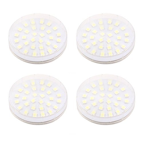 LED 7W Gx53 Under Cabinet Light Bulb 5050smd LED Chips 85-265V AC Gx53 LED Puck Cabinet Showcase Light-Pack of 4