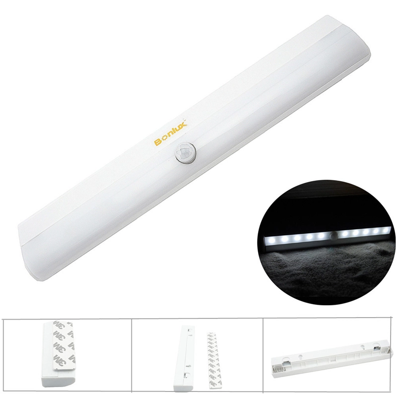 LED PIR Motion Sensor Light DIY Stick-on Anywhere Portable 10-LED Wireless Motion Sensing LED for Under Cabinet Wardrobe Drawer Bathroom Hallway