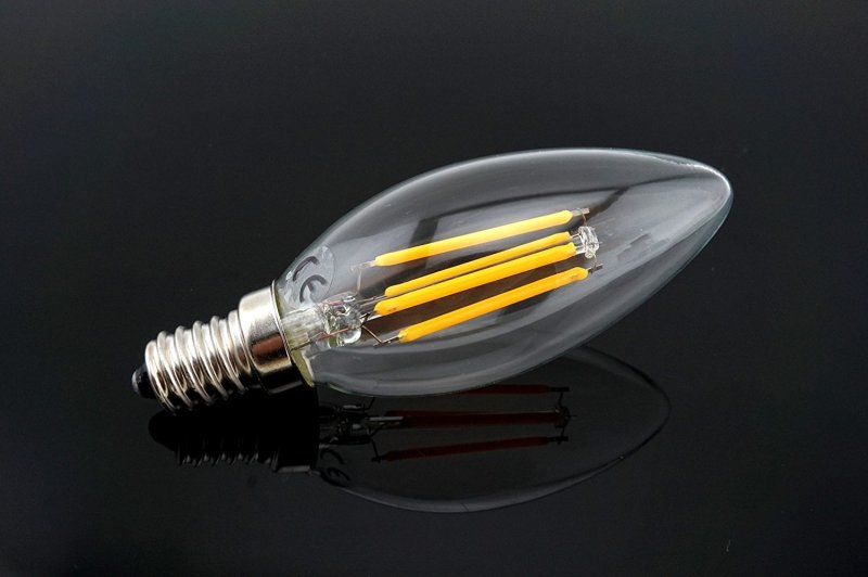 Dimmable 2W 4W LED E14 Filament Bulb Candelabra Light 220V European Base LED Torpedo Shaped Candle Lamp-Pack of 5