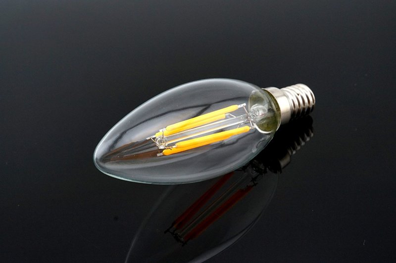 Dimmable E14 LED Filament Candle Light 2W 4W 220V European Base Candelabra Bulb LED Torpedo Shaped Candle Bulb