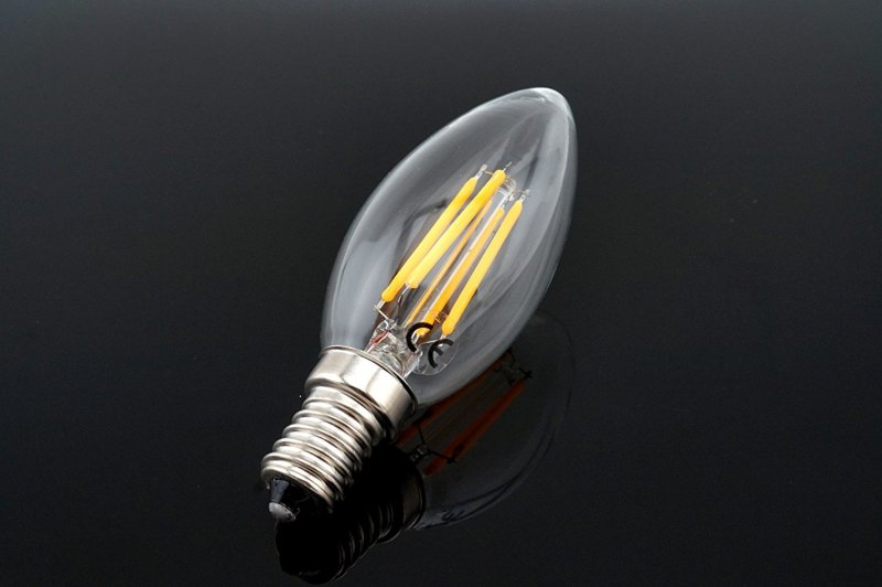 Dimmable E14 LED Filament Candle Light 2W 4W 220V European Base Candelabra Bulb LED Torpedo Shaped Candle Bulb