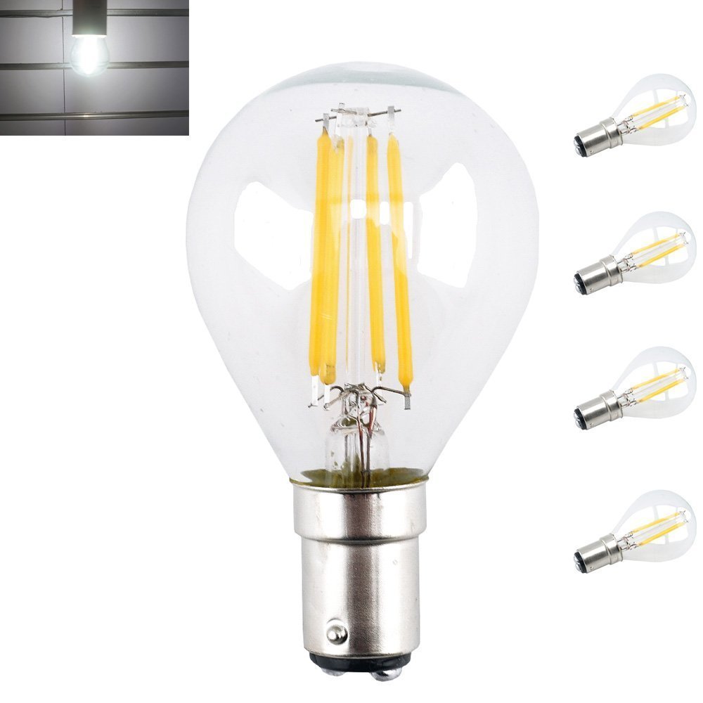 LED G45 Filament Light Bulb 4W B15 Base 220V LED Globe Ball Lamp Replae Vitange Chandelier Celling Fan Halogen Bulb-Pack of 4
