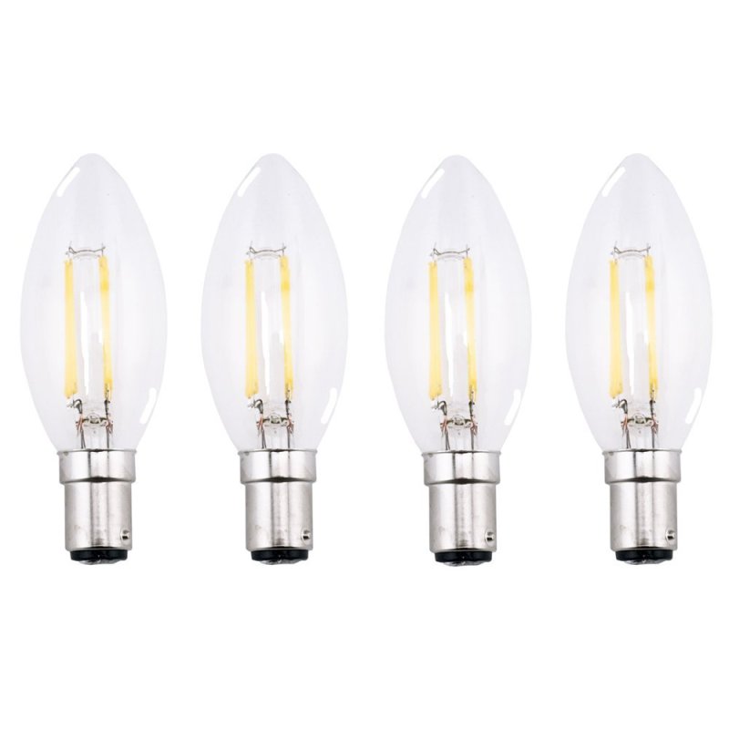 C35 B15 LED Candle Bulb 4W 220V Filament Light Bulb Crystal Chandelier LED Lamp With Glass Torpedo Shape 40W Incandescent Replacement-Pack of 4