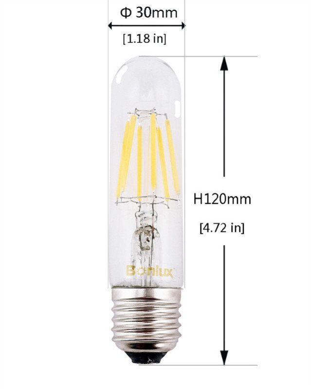 Dimmable T10 Tubular High Brightness Filament COB LED Light Bulb E26 Base Vintage Edison Bulb for T10 Incandescent Bulb Replacement