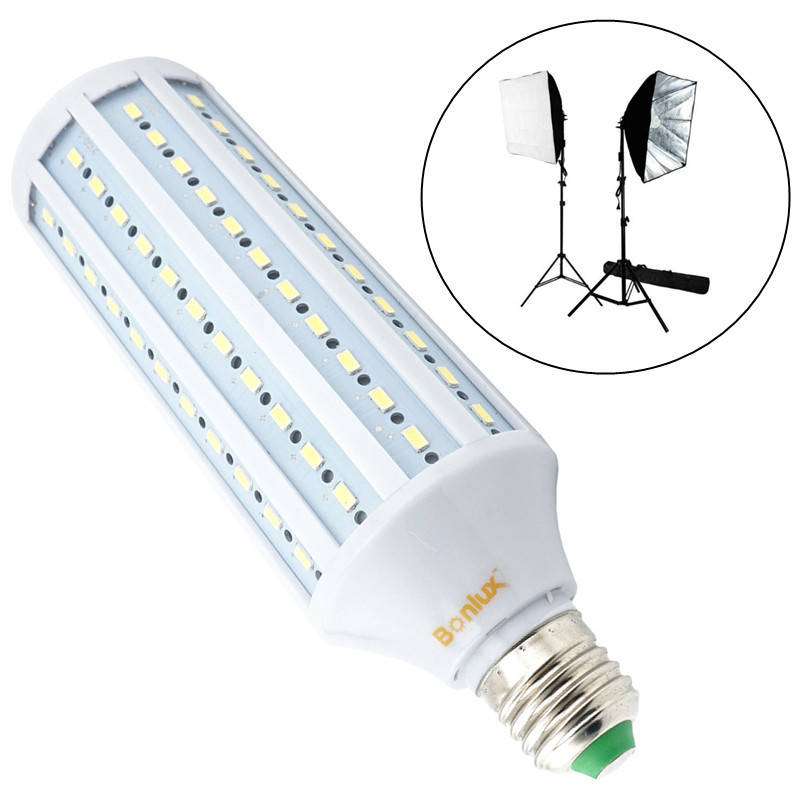 40W LED Studio Light Bulb E26 E27 Medium Screw Base 5500K Standard Color Balanced Full Spectrum Photography Bulb for Video Background Camera Lighting
