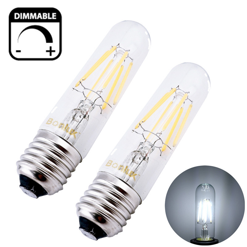 Dimmable T10 Tubular High Brightness Filament COB LED Light Bulb E26 Base Vintage Edison Bulb for T10 Incandescent Bulb Replacement