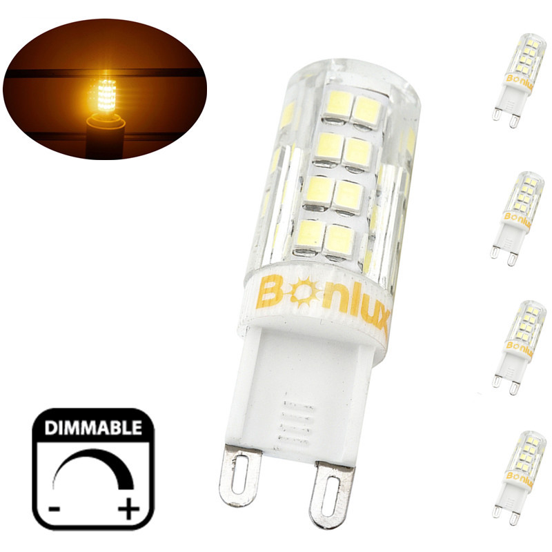 4-Packs 4W G9 LED Light Bulb Dimmable Crystal Corn Bulb 40W Halogen Equivalent G9 LED Bulb for Chandelier Lighting, Cabinet Light, Landscape Lighting