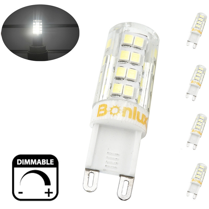 4-Packs 4W G9 LED Light Bulb Dimmable Crystal Corn Bulb 40W Halogen Equivalent G9 LED Bulb for Chandelier Lighting, Cabinet Light, Landscape Lighting