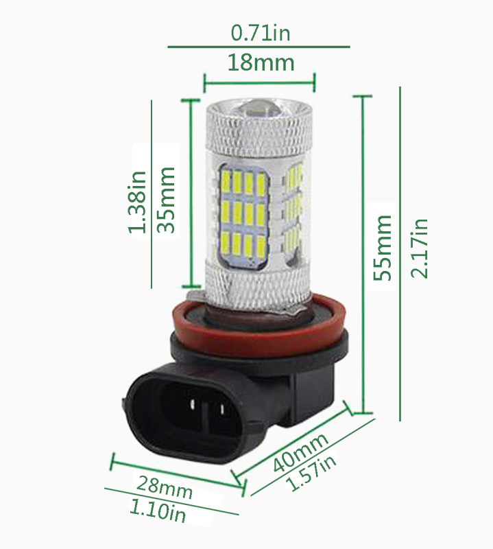 LED H11 H8 Fog Light Bulb Ultra Blue 10-30V AC/DC LED Projection Bulb for DRL Daytime Running Light or Car Fog Light (Pack of 2)