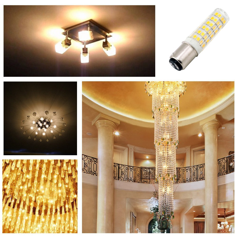 110V 6W Ba15d Dimmable LED Light Bulb 50W Equivalent Ba15d Double Contact Bayonet Base Halogen Replacement Bulb Chandelier Crystal Ceiling Lamp Light