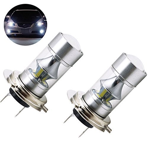 LED H7 DRL Fog Light Bulbs AC/DC 10-30V Daylight 6000k Car Auto Driving Light for Daytime Running Lights DRL or Fog Lights Replacement (Pack of 2)