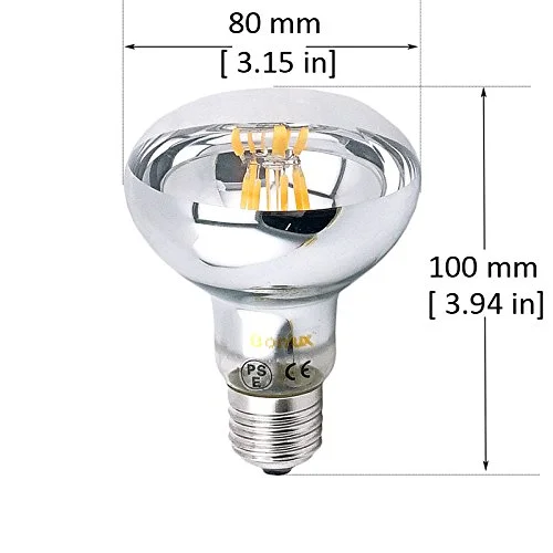 R80 E27 LED Filament Spotlight Bulb 60 Watt Downlight Replacement R80 Screw ES LED Reflector Lamp for Residential Commercial General Lighting