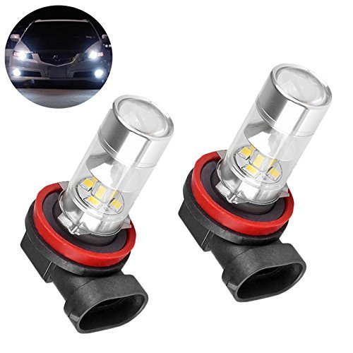 LED H9 Fog Driving Light AC/DC 10-30V Daylight 6000k Xenon HID White Direct Replace Bulbs for Car Auto Fog Lights or Daytime Running Light (Pack of 2)