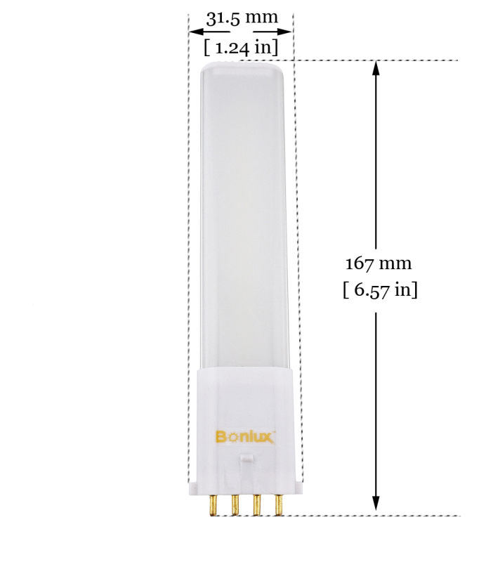 6W LED 2G7 4-Pin PL Retrofit Lamp 180 Degrees 13W CFL/Compact Fluorescent Light Replacement LED PL Horizontal Recessed Down Bulb (Remove the Ballast)