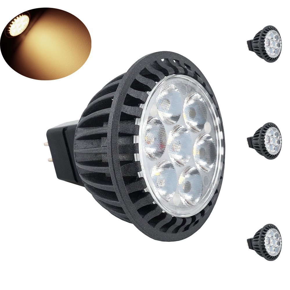 3-pack 5W LED MR16 Spotlight GU5.3 Bi-pin Base, 50W Halogen Bulbs Equivalent, 45° Beam Angle G5.3 Recessed LED Bulb for Landscape Track Lighting