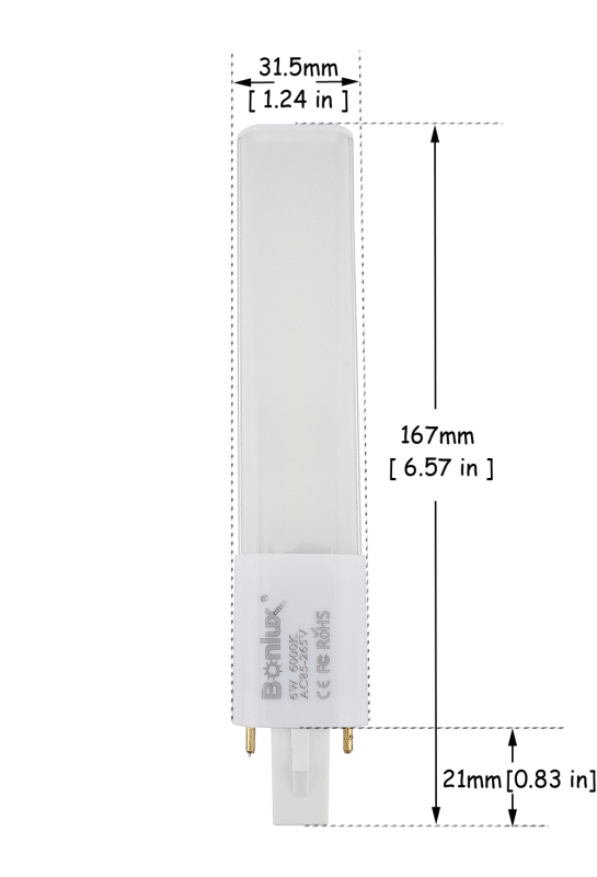 6W G23 LED PL Bulb Lamp 2-Pin Base 180 Degree Beam Angle LED Horizontal Plug Down Light 13W G23 Base CFL PL Compact Fluorescent Replacement Lamp