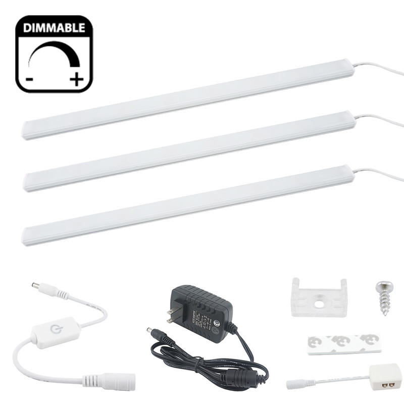 LED Under Cabinet Strip Light Kit - 0.3m/strip 12V Kitchen Under Counter Rigid Strip Bar Light for Closet, Bookcase, Jewelry Showcase Showcase Light